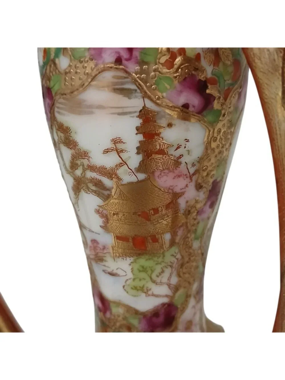 Rare Japanese Satsuma Revival Posy Vase Gilt & Hand Painted Scenes, c.1900–1920